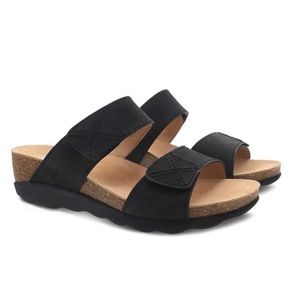 Dansko Maddy Wedge Sandal Black Milled Nubuck Size 41